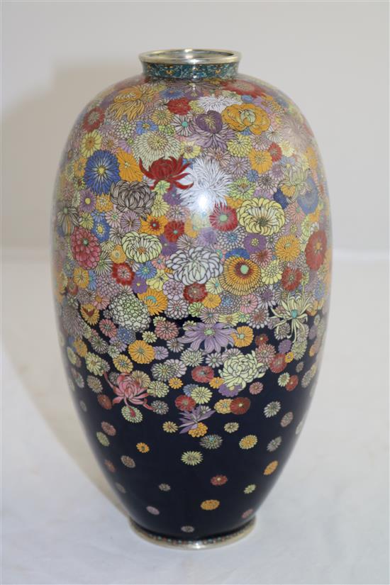 A Japanese millefleur silver wire cloisonne enamel vase, 20cm